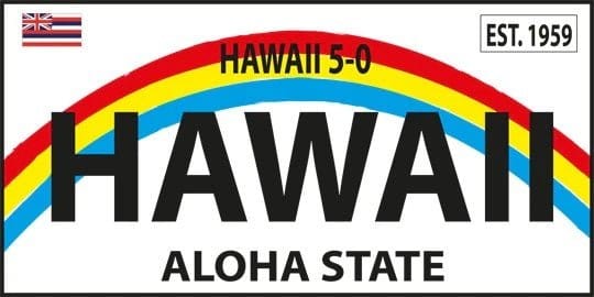 Beach Towel 1959 Hawaii Aloha State License Plate White