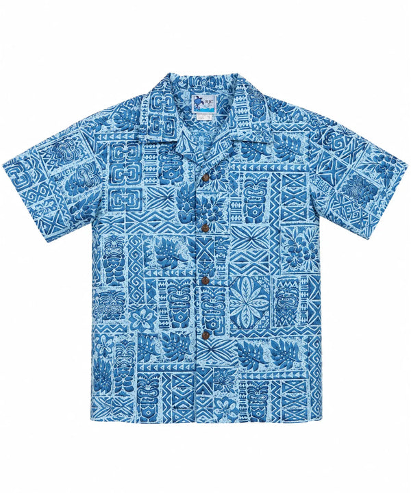 Kalaka Tribal Tapa Boys Shirt Blue