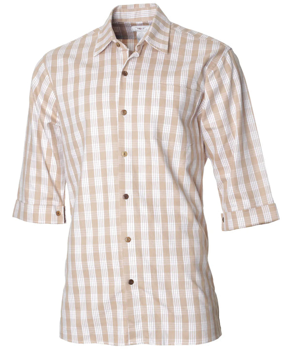 Cotton 3/4 sleeve khaki Palaka men's shirt