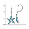 Sterling Silver Blue and White Crystal Starfish Leverback Earrings