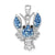 Sterling Silver Polished Blue Crystal Lobster Pendant