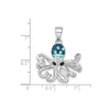 Sterling Silver Polished Blue Crystal Octopus Pendant