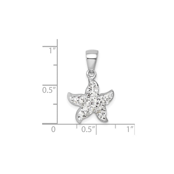 Sterling Silver Polished White Crystal Starfish Pendant