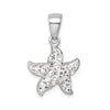 Sterling Silver Polished White Crystal Starfish Pendant