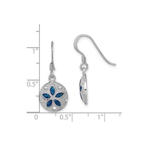 Sterling Silver Polished and Textured Enameled Sand Dollar Dangle Earring