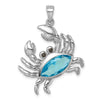 Sterling Silver Polished CZ Crab Pendant
