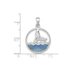 Sterling Silver Polished Blue Aventurine Ocean Whale's Tail Pendant