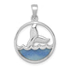 Sterling Silver Polished Blue Aventurine Ocean Whale's Tail Pendant