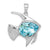 Sterling Silver Polished Crystal Angel Fish Pendant 30 mm