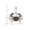 Sterling Silver Polished Enameled Brown Crab Pendant