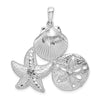 Sterling Silver Polished and Diamond-Cut Sea Life Pendant