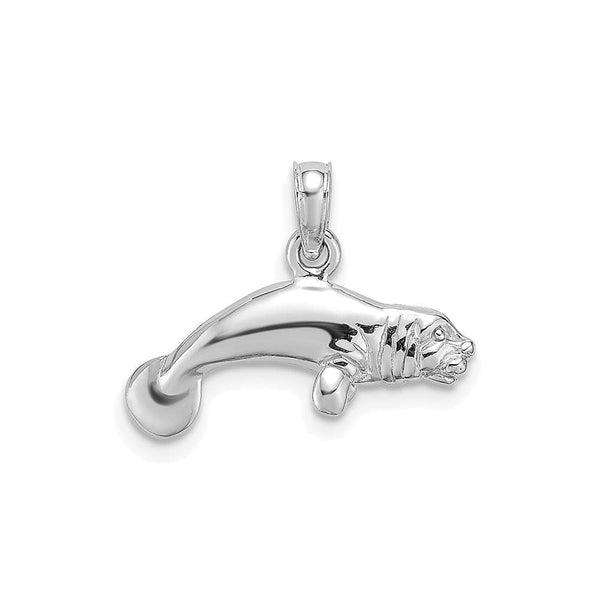 Sterling Silver Polished 3D Manatee Pendant