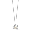 Sterling Silver Freshwater Cultured Pearl and Brilliant-cut CZ Crab 18 Inch Necklace