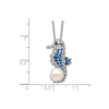 Sterling Silver Freshwater Cultured Pearl and Brilliant-cut CZ Seahorse 18 Inch Necklace