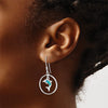 Sterling Silver Created Blue Opal Dolphin Dangle Earrings