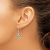 Sterling Silver Created Opal Whale Tail Dangle Earrings