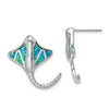 Sterling Silver Created Blue Opal Stingray Post Earrings