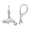 Sterling Silver Polished 3D Manatee Leverback Earrings
