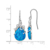 Sterling Silver Blue Lab Created Opal Octopus Dangle Earrings