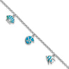 Sterling Silver Created Opal Fish and Shells Charm 7.25 inch Bracelet