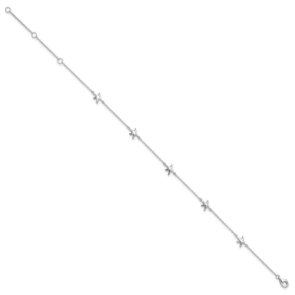 Sterling Silver Starfish 10in Plus 2in ext Anklet