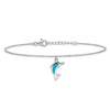 Sterling Silver Created Opal Dolphin 9 inch with a 1-inch extension Anklet