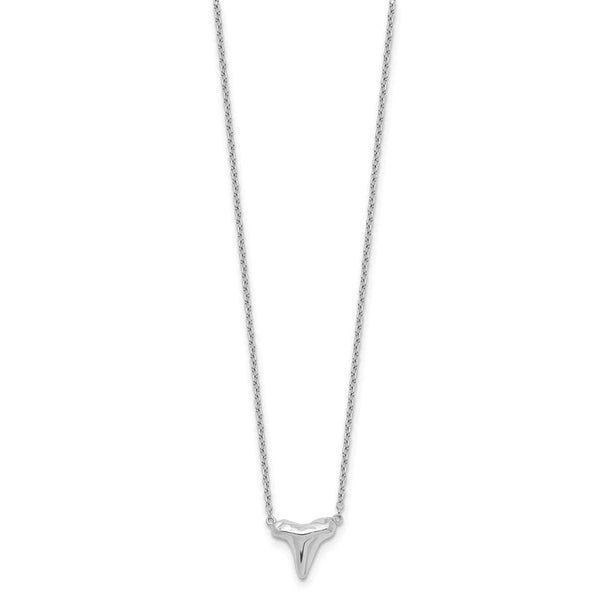 Sterling Silver Polished Shark Tooth 16 inch with a 2 inch extension Necklace
