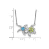 Silver Turtle Seastar Necklace Peridot and Topaz