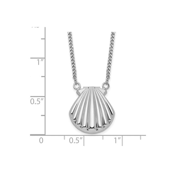 Sterling Silver Seashell 15mm Locket Necklace
