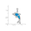 Sterling Silver Blue Created Opal Dolphin Pendant