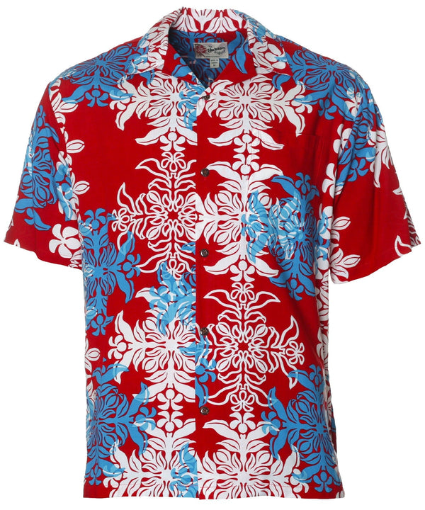 Quilt Panel Aloha Shirt Burgundy