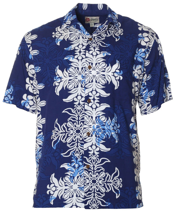 Quilt Panel Aloha Shirt Navy
