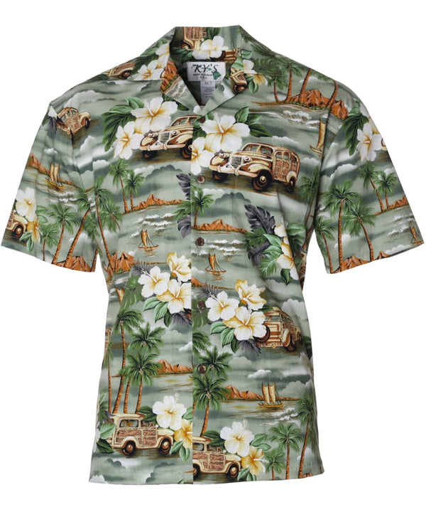 Island Dream Woody Van Hawaiian Shirt Green