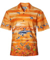 Sharks World Bottom Border Hawaiian Shirt Orange