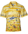 Sharks World Bottom Border Hawaiian Shirt Yellow