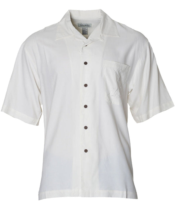 Silk Shirt Embroidered Swordfish White White