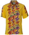 Retro Anthurium Panel Aloha Shirt Yellow
