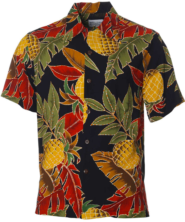 Retro Pineapples Aloha Shirt Black