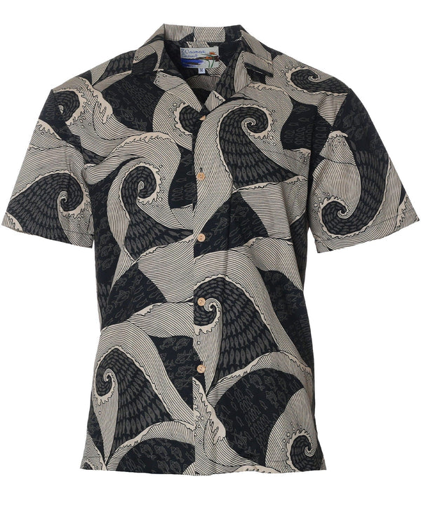 Waves Hawaiian Shirt Black