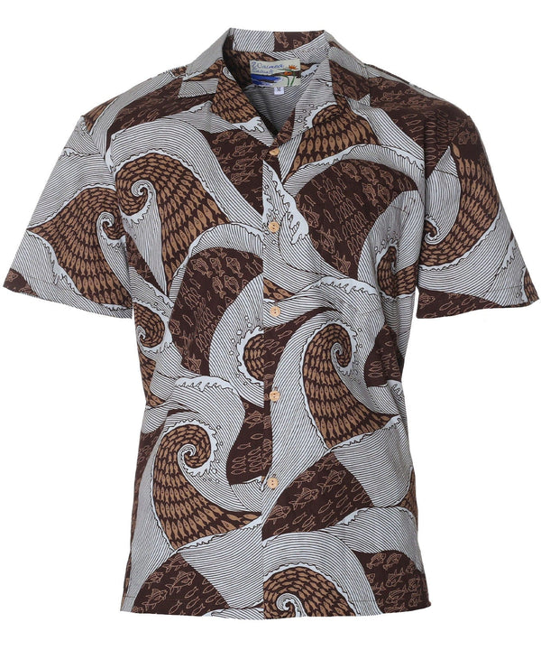 Waves Hawaiian Shirt Brown