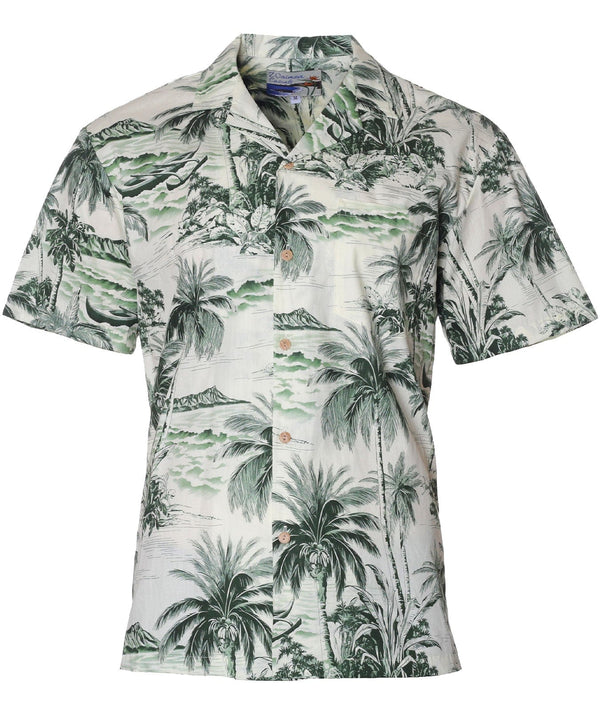 Waikiki Beach Aloha Shirt Green