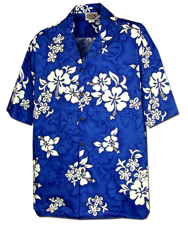 Tropical Hibiscus Aloha Shirt Blue