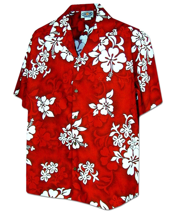 Tropical Hibiscus Aloha Shirt Red