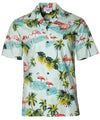 Flamingos Aloha Shirt Sage
