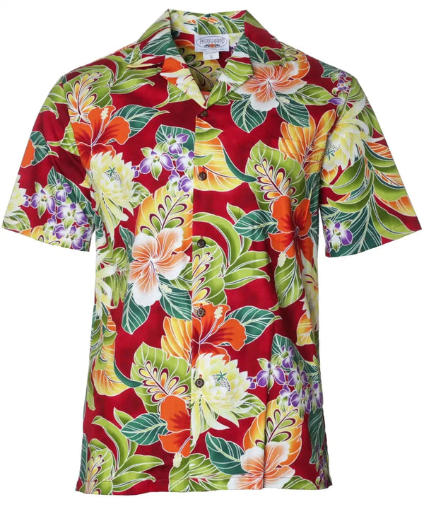 Tropical Forest Mirage Aloha Shirt Red