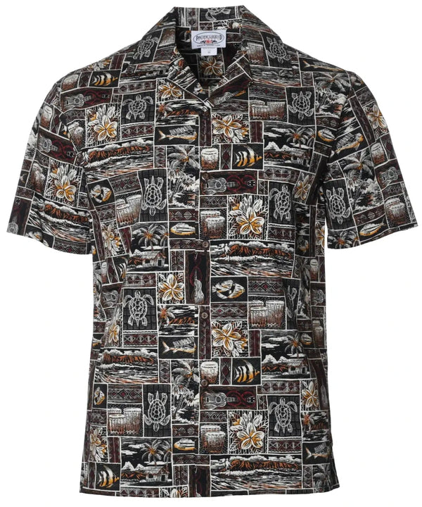 Tapa Salty Crew Hawaiian Shirt Brown