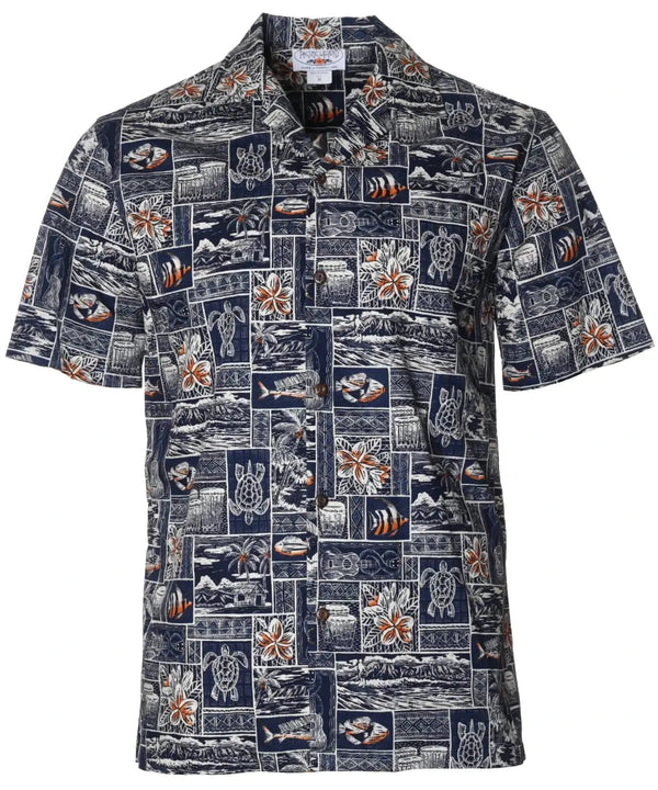 Tapa Salty Crew Hawaiian Shirt Navy
