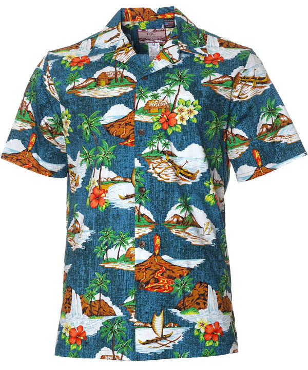Mauna Loa Men's Hawaiian Shirt Blue