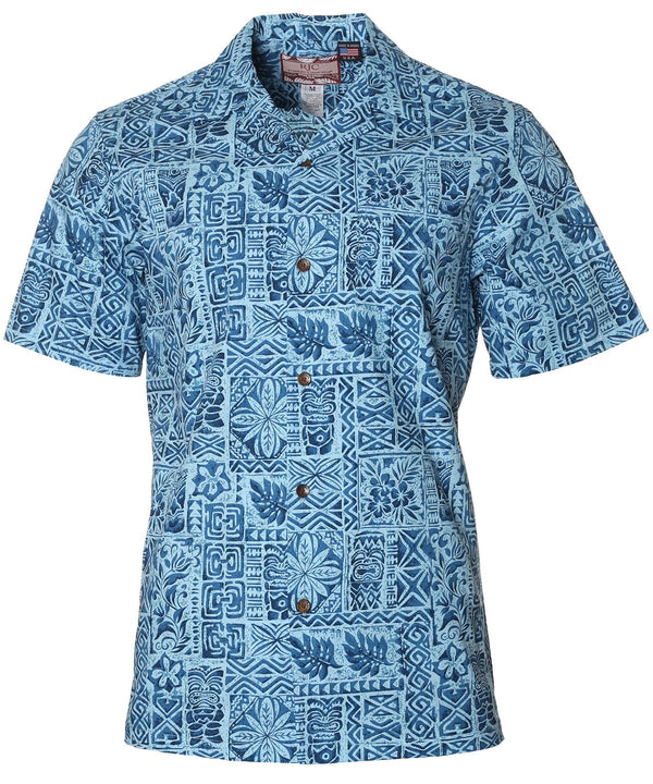 Hawaiian Tapa Shirt Kalaka Tribal Blue