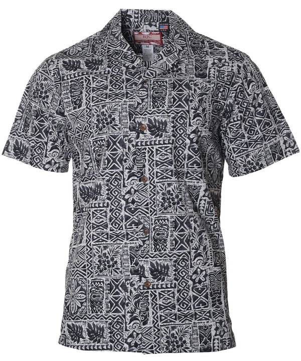 Hawaiian Tapa Shirt Kalaka Tribal Charcoal